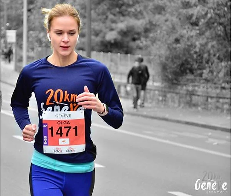 Olga running the 20km de Genève road race